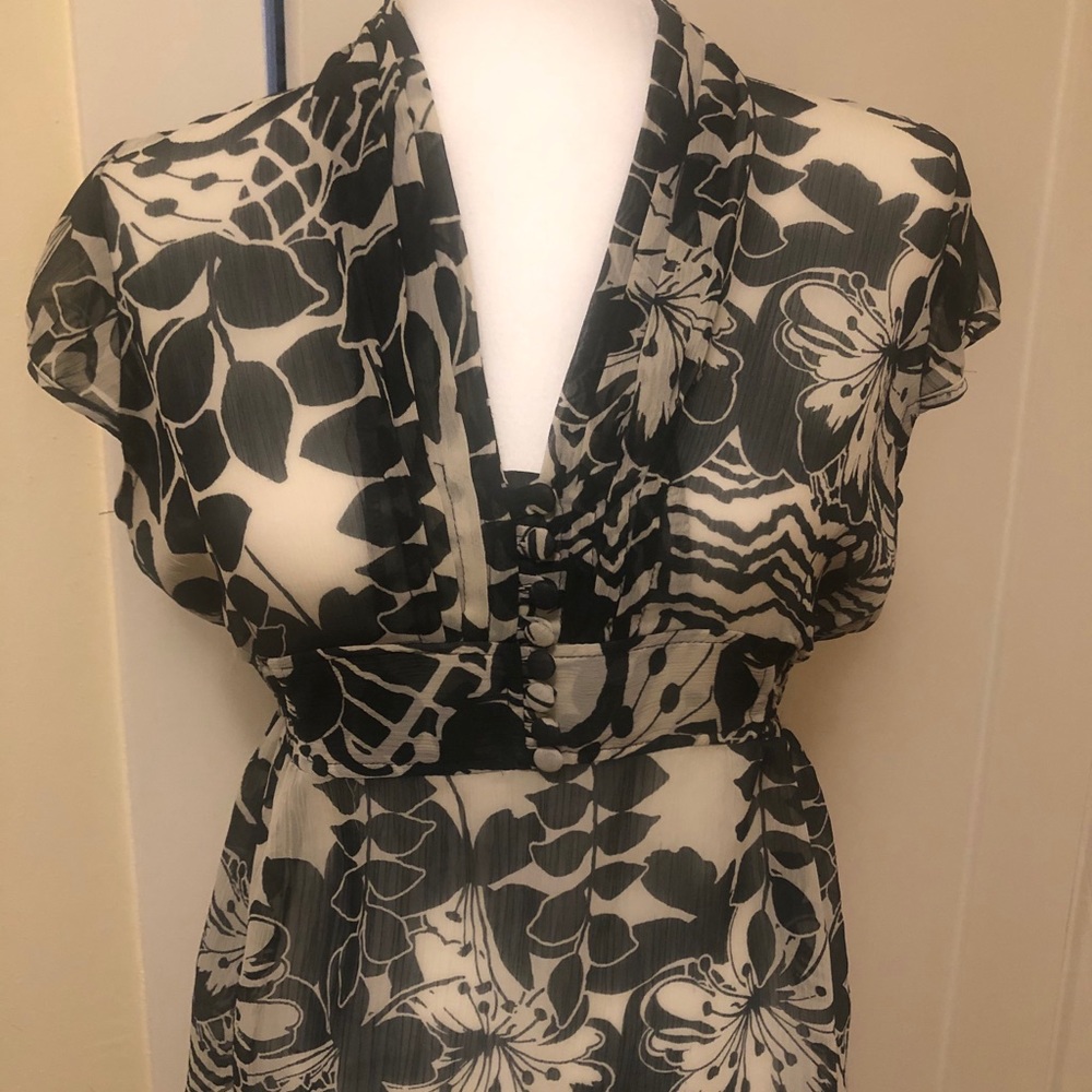 H&M short sleeve blouse navy/white